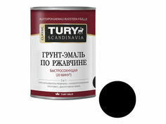 Краски и эмали по металлу и ржавчине грунт-эмаль алкидная TURY MC-102 3в1 по ржавчине быстросохнущая 0,9кг черная, арт.ГрЭМС102Ч