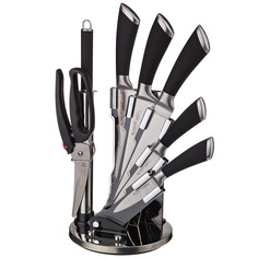 Ножи кухонные в наборах набор ножей AGNESS 8 предметов нерж.сталь черные силиконовые ручки