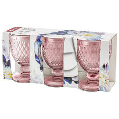 Бокалы в наборах набор бокалов APOLLO Veneto розовый 3шт 350мл стекло