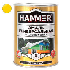 Эмали универсальные эмаль алкидная HAMMER ускоренной сушки 0,9кг желтая, арт.ЭК000135035