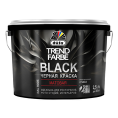 Краски для стен и потолков краска в/д DUFA Trend Farbe Black для стен и потолков 2,5л черная, арт.МП00-006781