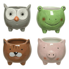 Кашпо, горшки для комнатных растений кашпо керамическое Животные 0,4л d9см h9см в асс-те Kaemingk