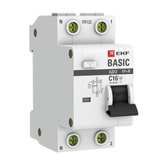 Автоматы защиты выключатель дифференциального тока EKF Basic АД-12 1P+N 16А 30мА тип АС х-ка C эл. 4,5кА
