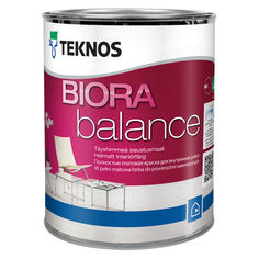 Краски для стен и потолков краска акрилатная ТEKNOS Biora Balance база А для стен и потолков 0,9л белая, арт.ЭК000130230 Teknos