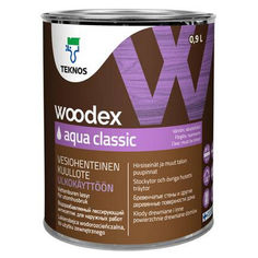 Антисептики защитно-декоративные средство деревозащитное ТEKNOS Woodex Aqua Classic лессирующее 0,9л бесцветное, арт.ЭК000137543 Teknos