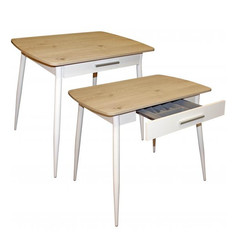 Столы для кухни стол кухонный М55 ГРАУС 900х600х750мм дуб светлый/белый ЛДСП/металл