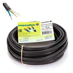 Кабель электрический в бухтах кабель ВВГп-нг(А) LSLTx ЭлПроКабель твердый плоский негорючий низкотоксичный 3x1,5 ГОСТ 10м черный