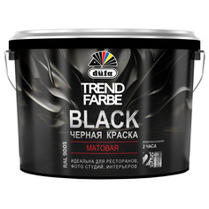 Краски для стен и потолков краска в/д DUFA Trend Farbe Black для стен и потолков 10л черная, арт.МП00-005871