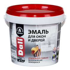 Краски и эмали для дерева эмаль акриловая DALI для окон и дверей 1кг белая, арт.80189
