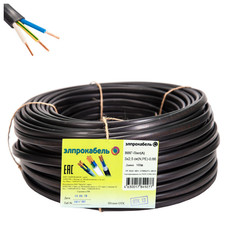 Кабель электрический в бухтах кабель ВВГп-нг ЭлПроКабель твердый плоский негорючий 3х2,5 ГОСТ 100м черный
