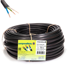Кабель электрический в бухтах кабель ППГп-нг(А)-HF ЭлПроКабель твердый плоский негорючий безгалогенный 3x2,5 ГОСТ 50м черный