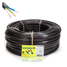 Кабель электрический в бухтах кабель ВВГп-нг(А) LSLTx ЭлПроКабель твердый плоский негорючий низкотоксичный 3x1,5 ГОСТ 100м черный