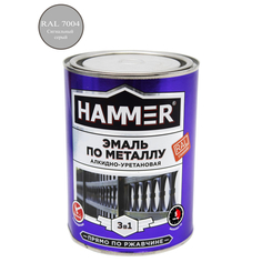 Краски и эмали по металлу и ржавчине эмаль-грунт по металлу HAMMER 0,9кг RAL7004 сигнальный серый, арт.ЭК000133621