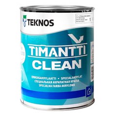 Краски для стен и потолков краска акрилатная ТEKNOS Timantti Clean база А для стен и потолков антимикробная 0,9л белая Teknos