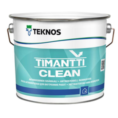 Краски для стен и потолков краска акрилатная ТEKNOS Timantti Clean база А для стен и потолков антимикробная 2,7л белая Teknos