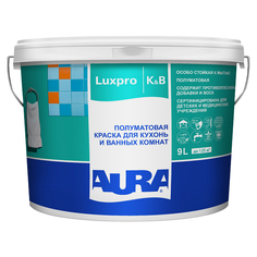 Краски для стен и потолков краска акрилатная AURA Luxpro K&B база А для стен и потолков 9л белая, арт.4630042540309