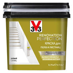 Краски и эмали для полов краска акриловая V33 Renovation Perfection для пола и лестниц 0,75л белая, арт.119714