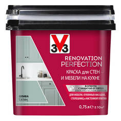 Краски для стен и потолков краска акриловая V33 Renovation Perfection для стен и мебели на кухне 0,75л олива, арт.119701