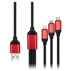 Кабели кабель USB A 2.0 - 8pin, Type-C, micro USB SMARTBUY 1,2м черный