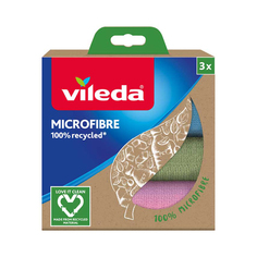 Салфетки универсальные из микрофибры набор салфеток VILEDA Эко 3шт 30х30см микрофибра