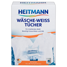 Средства для стирки белья салфетки для стирки HEITMANN для белых тканей 20шт.