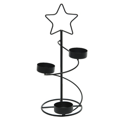 Светильники садовые подсвечник Звезда спираль 3 свечи 30см металл чёрный Kaemingk