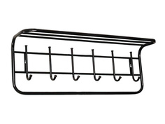 Вешалки настенные вешалка настенная с полкой 6крючков 725х220х265мм черная