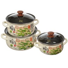 Набор эмалированной посуды 6 предметов, кастрюли 2,3,4 л, Керченский металлургический завод, Римские каникулы - Экстра