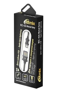 Кабель RITMIX RCC-426 Lightning 8 pin USB-USB Metal Grey