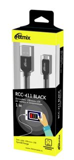 Кабель RITMIX RCC-411 MicroUSB-USB Black