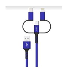 Дата-кабель PERO DC-06 Universal 3 in 1 (Lightning/micro USB/Type-C), 2А, 2м, синий ПЕРО