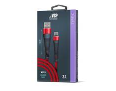 Дата-кабель Fishbone USB - Type-C, 3А, 1м, красный Bora Sco