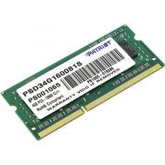 Память SO-DIMM DDR3 Patriot 4Gb 1600MHz (PSD34G160081S) Патриот