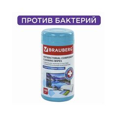 Салфетки BRAUBERG антибактериальные для экранов и пластика XXL плотные 100 шт