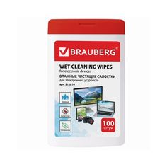 Салфетки BRAUBERG для электронных устройств компактная туба 100 шт влажные