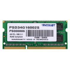 Память SO-DIMM DDR3 Patriot 4Gb 1600MHz (PSD34G16002S) Патриот