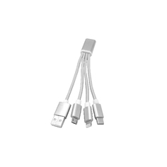 Дата-кабель АТОМ USB A 2.0-USB Type-C,USB B micro,Lightning, 0,2м, серебрянный Atom