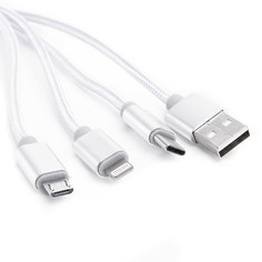 Дата-кабель АТОМ USB A 2.0-USB Type-C,USB B micro,Lightning, 1m silver Atom