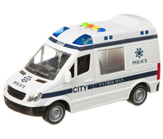 Полицейская машина микроавтобус (свет,звук) в коробке инерционная;открываются двери;звуки сирены,мотора WY590B Noname