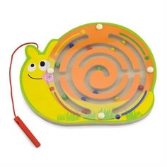 Магнитный лабиринт Улитка в коробке основане-поле,палочка с магнитом,разноцветные шарики VIGA 59966