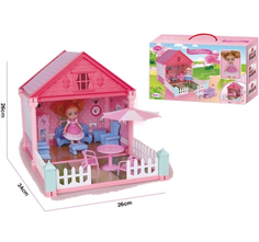 Игрушечный домик(в собранном виде ШГВ 26*34*26см)с аксесс. кукла,мебель,45 деталей VC6011D Noname