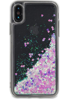 Чехол-накладка DYP Liquid Case для Apple iPhone X/XS Hearts розовый/серебристый