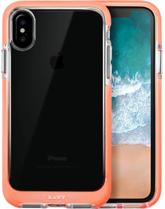 Чехол-накладка LAUT FLURO для Apple iPhone X/XS ударопрочный, прозр., розовый кант