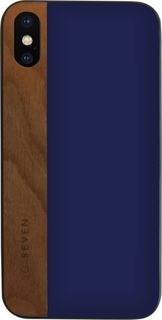 Чехол-накладка So Seven Dandy для Apple iPhone X/XS синий + дерево