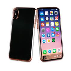 Чехол-накладка Muvit CRYSTAL CASE для Apple iPhone X/XS прозрачный, кант розовое золото