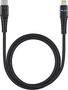 Дата-кабель Deppa LED USB-С - Lightning LED индикация PD 1.2м алюминий черный