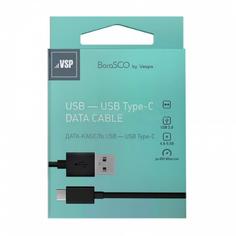 Дата-кабель USB - Type-C, 2А, 2м, черный, BoraSCO (VSP)