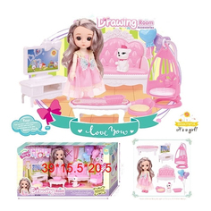 Кукла (16см) с питомцем и аксессуарами (7 предм) в коробке K0089 Noname