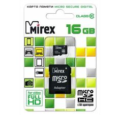Карта памяти Mirex MicroSDHC 16Gb Class 10 13613-AD10SD16 + adapter