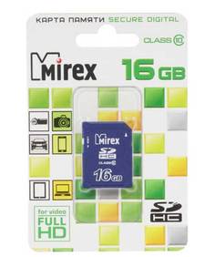 Карта памяти Mirex SDHC 16Gb Class 10 (13611-SD10CD16)
